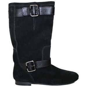 White Mountain Fawn Black Suede Mid-Calf Boots 6 M